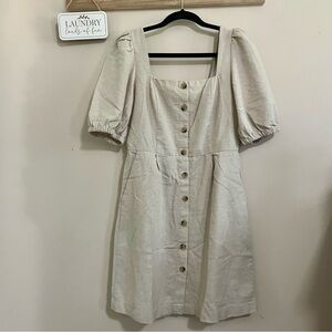 NWT Puff Sleeve Linen Blend Dress Size SMALL